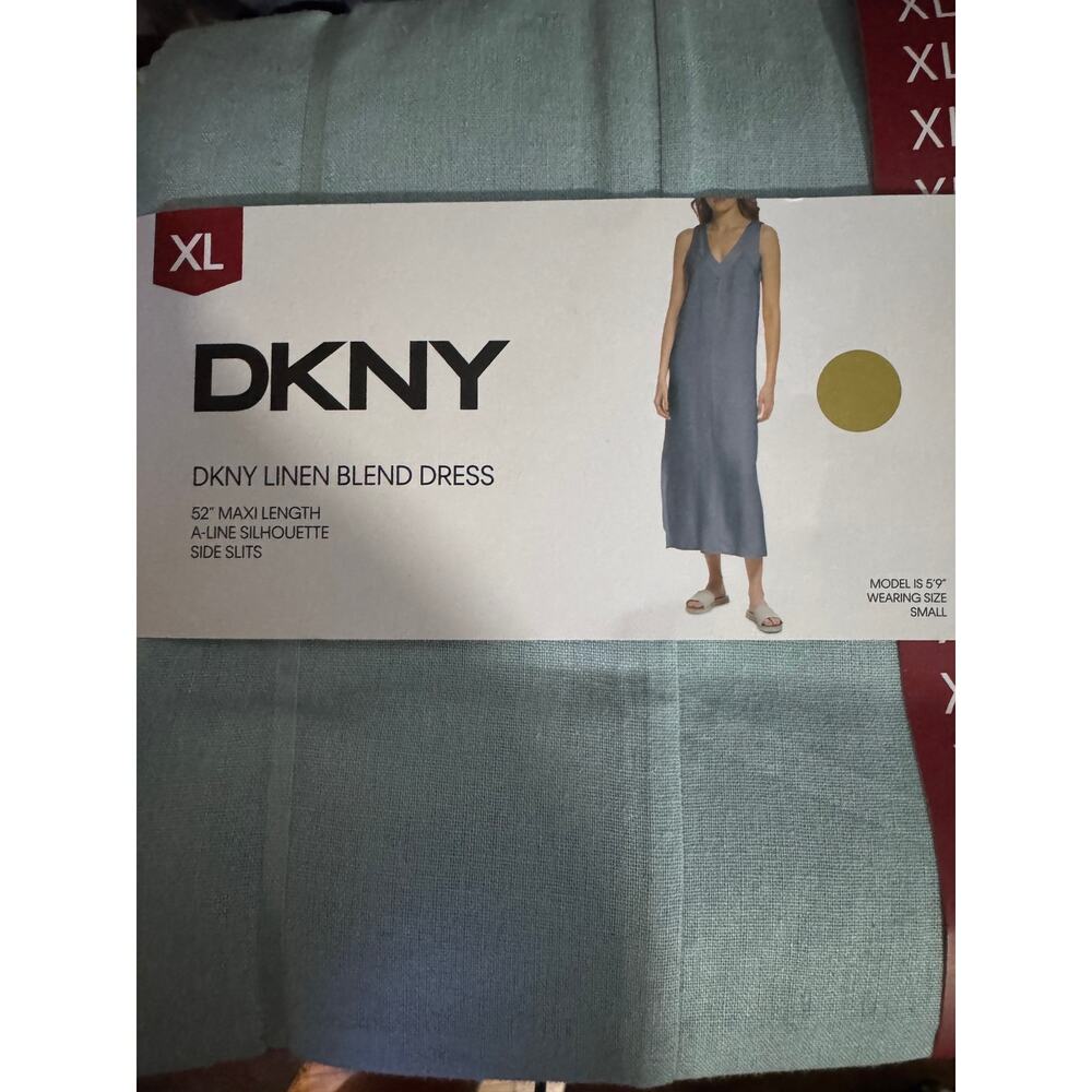 DKNY Boutique Solid V-Neck Sleeveless Maxi Dress Lightweight Side Slit Size XL - Picture 7 of 8